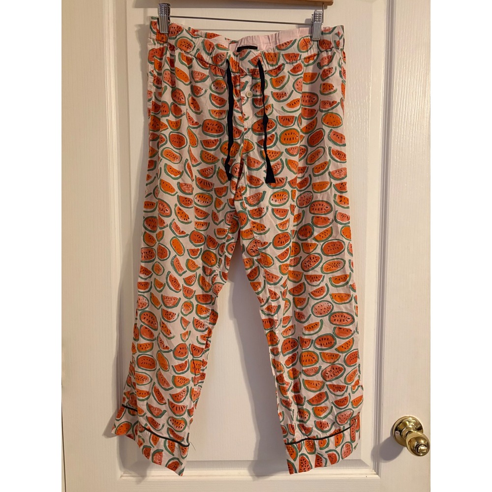 J.Crew Pajama Pants Women S Pink Watermelon Print Excellent Cotton Drawstring